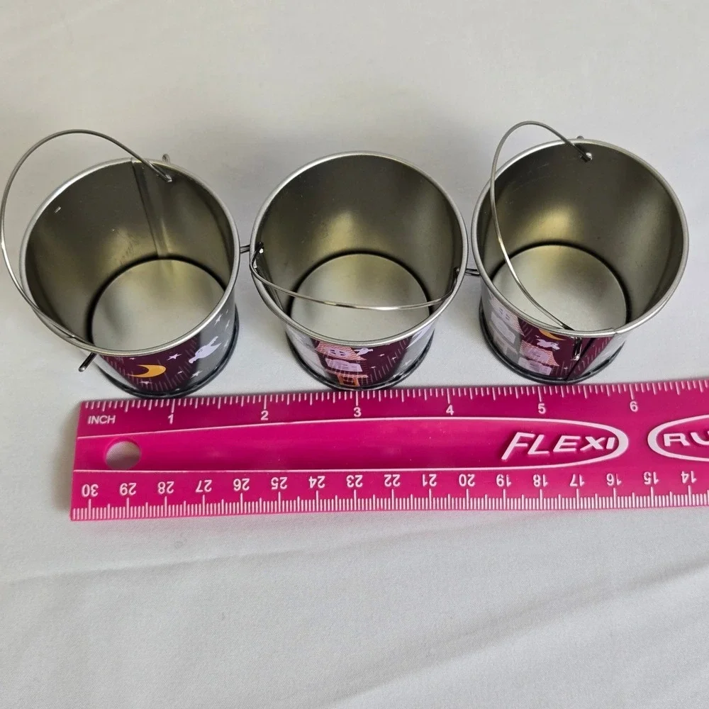 Set of‎ 3 Greenbrier Intl Miniature Halloween Tin Pails Buckets w/ Handles, 2